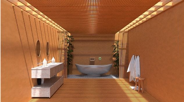 חדר אמבטיה בסגנון עיצוב יפני